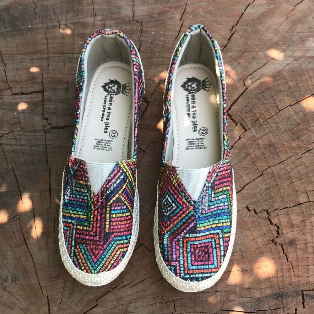 Women's Mexican Handwoven Colorful Espadrilles Slip On Loafers Shoes Size 9